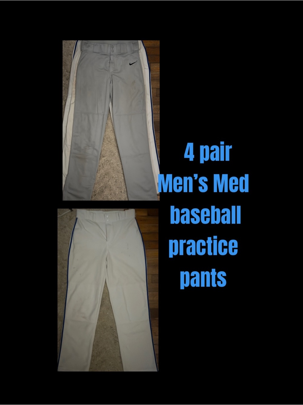 4 pair Men’s baseball PRACTICE pants size Medium